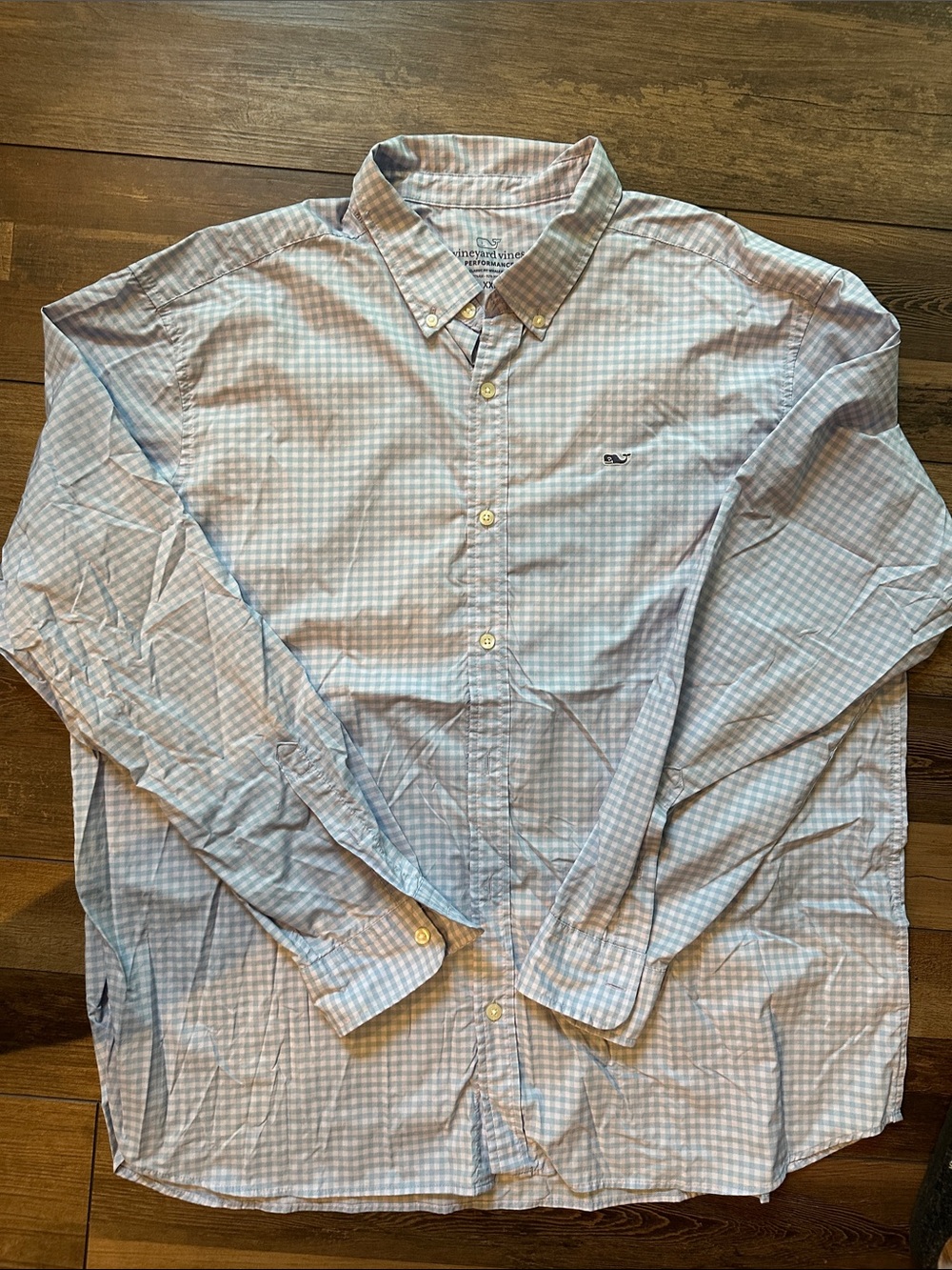 Vineyard Vines Men's Blue and White Gingham Button-Down Shirt